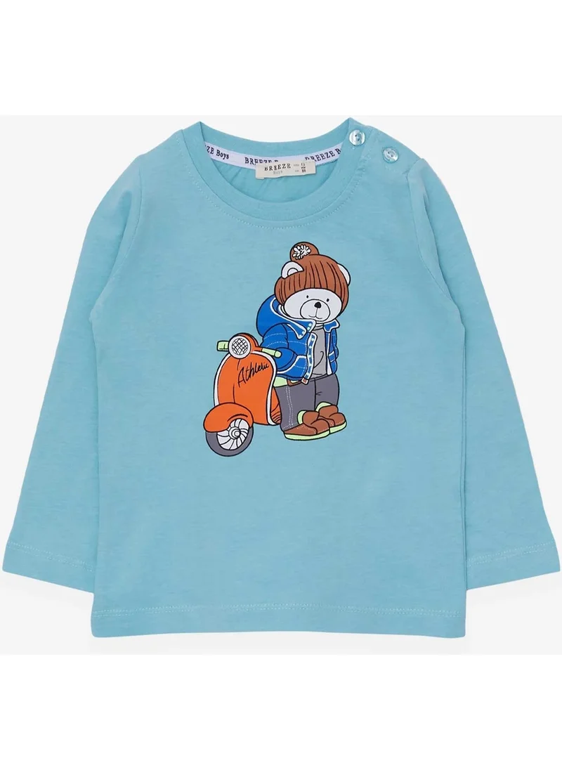 Breeze Boys Long Sleeve T-Shirt Teddy Bear Printed Light Blue (1.5-2 Years)