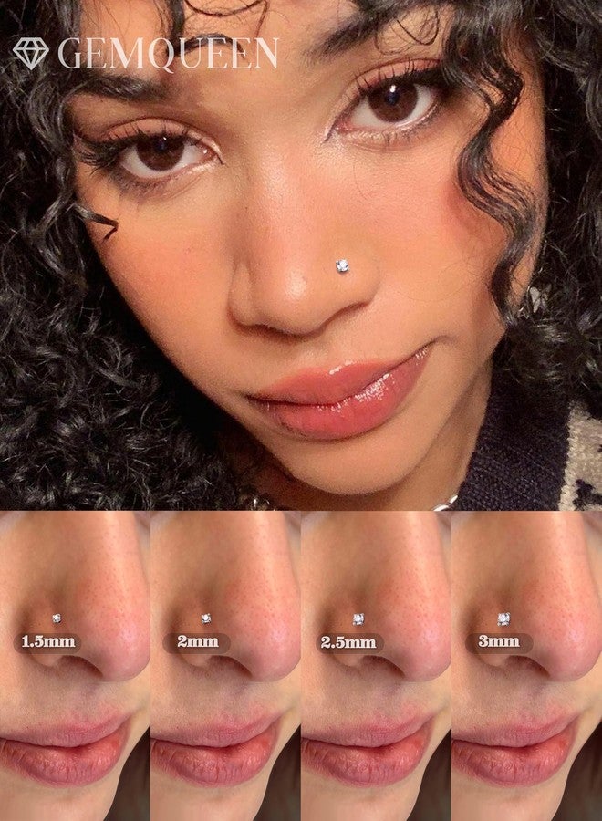 GEMQUEEN Moissanite Nose Studs Set : G23 Titanium Nose Rings L Shaped Hypoallergenic 20G Small Moissanite Nostril Piercing Jewelry for Women Men Trendy 1.5/2/2.5/3mm 8Pcs - Image 4