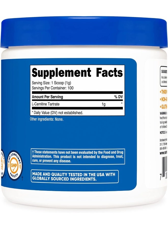 Nutricost مسحوق L-Carnitine Tartrate (100 جرام) - 1 جرام لكل حصة; 100 حصة - Image 4