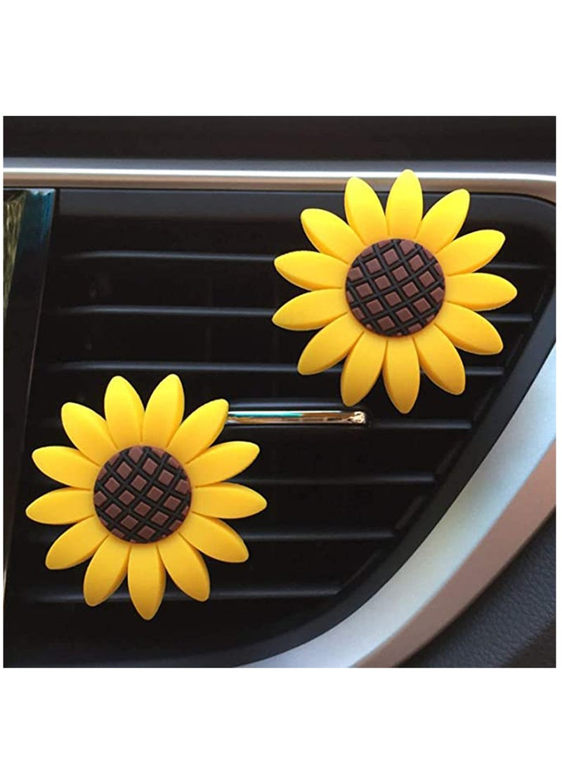 SYOSI 2 Pack Sunflower Car Accessories Cute Car Air Freshener Sunflower Air Vent Clips Sunflowers Gift Decorations Car Clip Interior Air Vent Decor - Image 1
