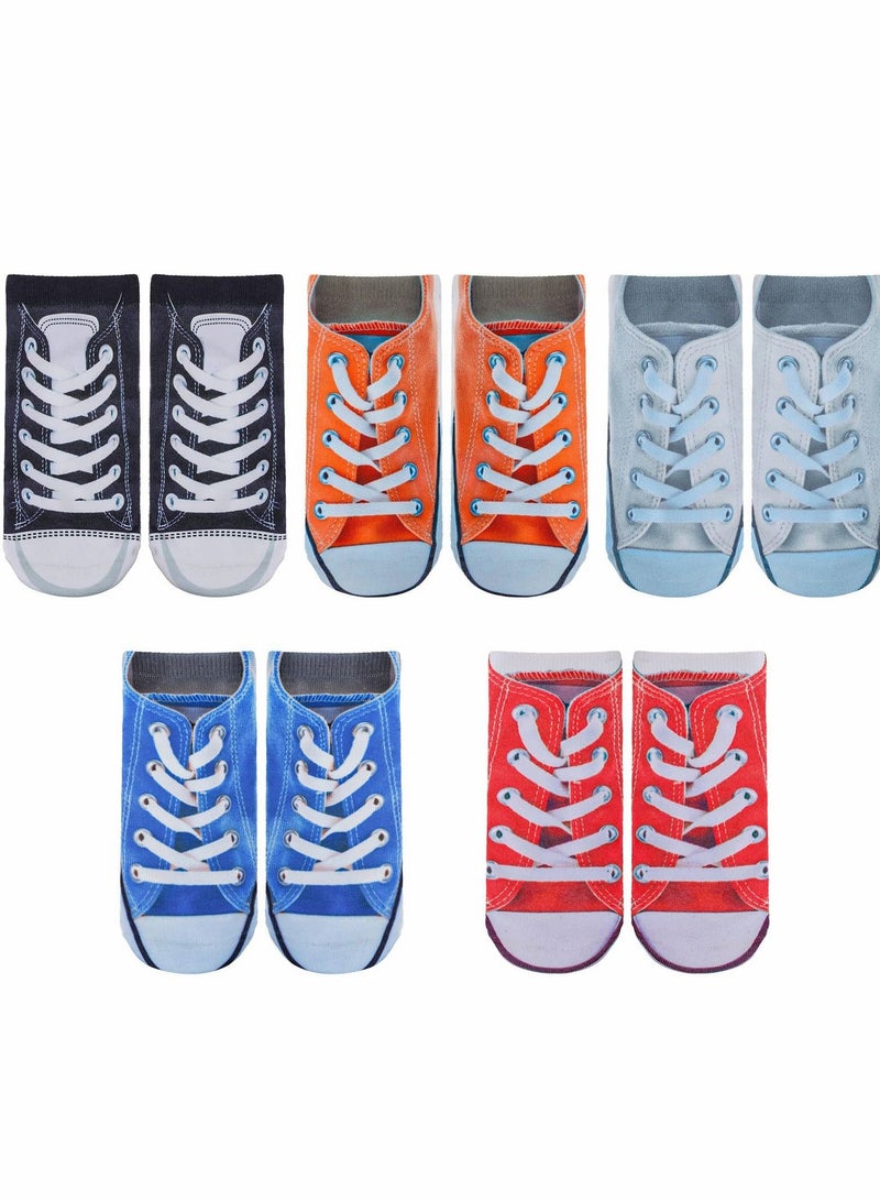 Excefore 5 أزواج من الجوارب النسائية ذات النمط ثلاثي الأبعاد المطبوعة عليها أقدام مطبوعة عليها مريحة للجري منخفضة القطع عند الكاحل - Image 1