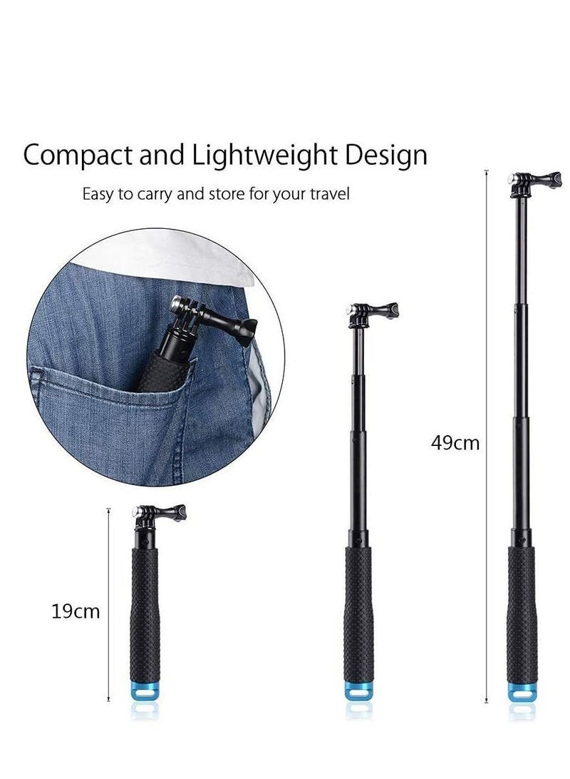 Y&D Selfie Stick, 19" KASTWAVE Waterproof Hand Grip Adjustable Extension Monopod Pole Fit for GoPro Hero (2018) 7 6 5 4 3+3 2 1 Session, AKASO Xiaomi Yi SJCAM SJ4000 SJ5000 SJ6000 More (Blue)  - Image 2