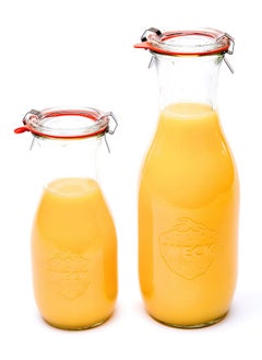 Weck Weck Juice Jar Combo Pack - (1) 766 1-Liter jar (1) 764 1/2-Liter jar with Glass Lids, Rubber Rings and Steel Clamps  - Image 2