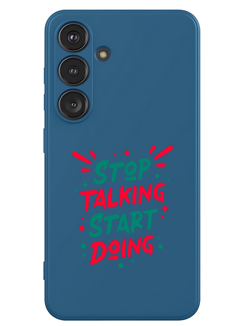 Theodor Protective Slim Fit Case Liquid Silicone Cover with Full Body Protection Anti-Scratch Shockproof Case For Samsung Galaxy S25 Plus (Blue) - stop talking - Image 1