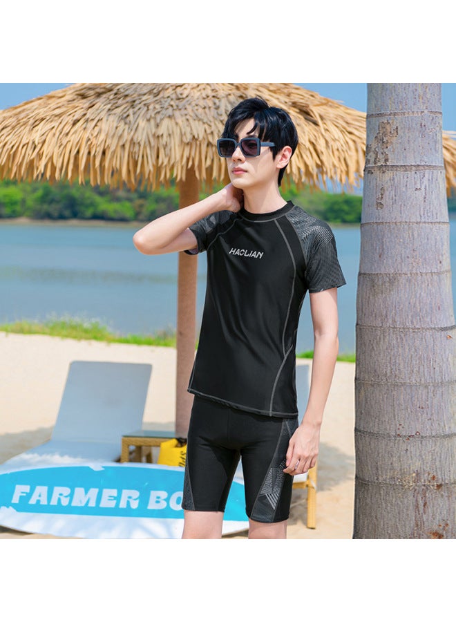 Loquat Swimsuit Men's Swimming Men's Suit Men's Jacket Anti-embarrassment Swimming Trunks Men's Professional Customization-Color:H8209 Navy Blue- - Image 4