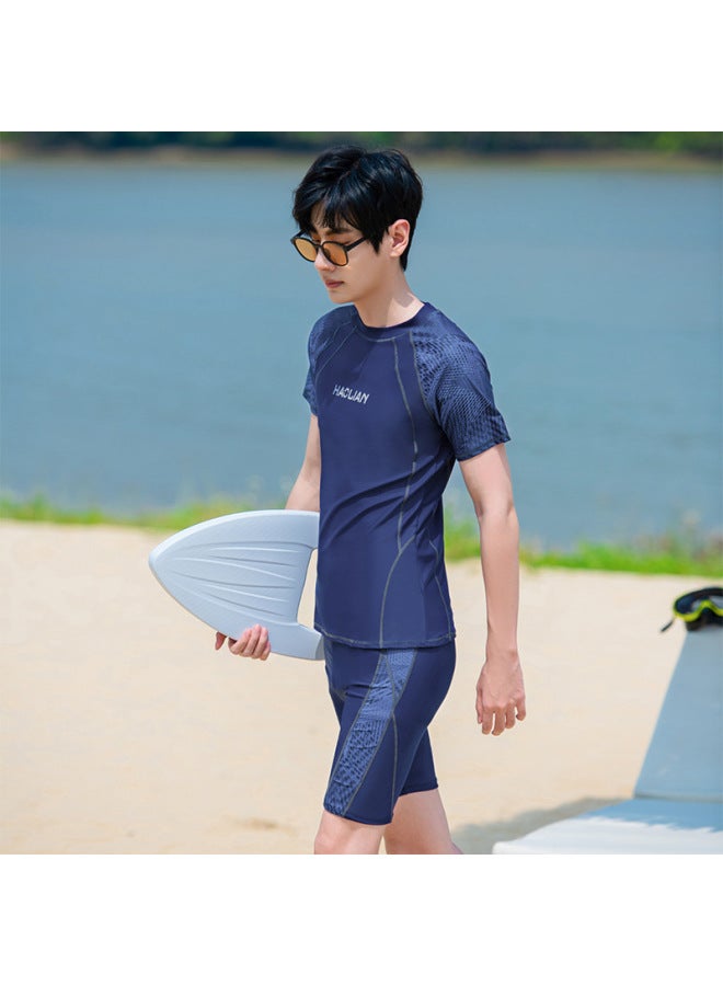 Loquat Swimsuit Men's Swimming Men's Suit Men's Jacket Anti-embarrassment Swimming Trunks Men's Professional Customization-Color:H8209 Navy Blue- - Image 3