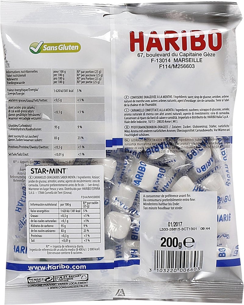 Haribo Starmint Intense Mint Freshness 200g - Sugar-Free Chews - Image 2