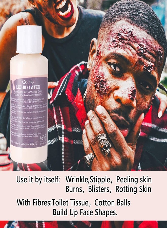 Go Ho ماكياج سائل لاتكس Go Ho SFX (1 أونصة)، ماكياج وحش زومبي للهالوين، طلاء وجه سائل متعدد الاستخدامات يجف بسرعة للجروح والجلد المتقشر والتجاعيد والندوب والحروق والبثور، لون بشرة فاتح - Image 3
