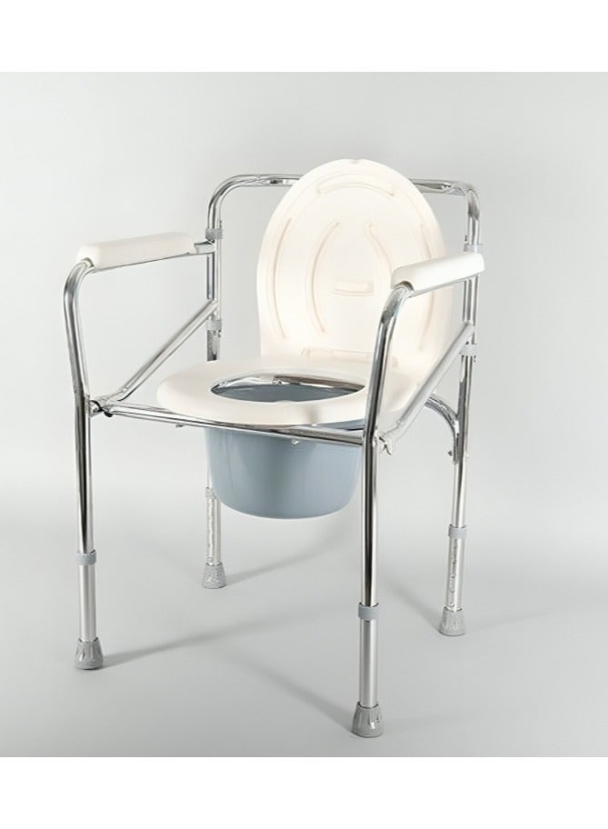 Safe Stable Bath Chair for Seniors and Adults with High Seat and Safety Handrail without Wheels Foldable