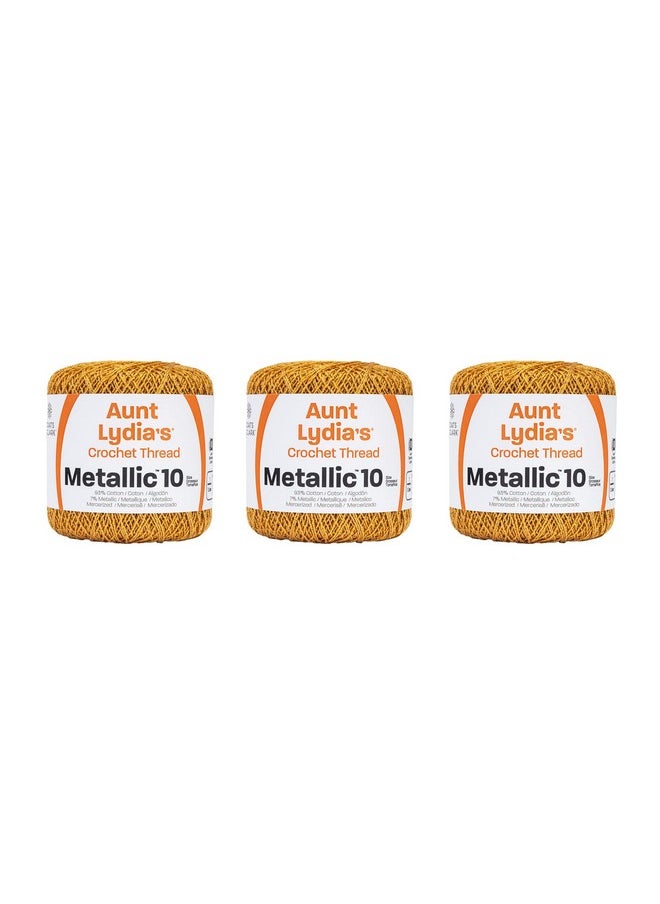 Aunt Lydia Metallic Gold/Gold Yarn 3 Pack Of 100Y/91M Mixed Materials 10100 Yards Knitting/Crochet  - Image 1