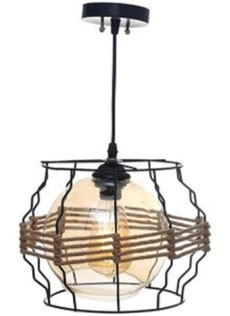 Generic Modern black aluminum and linen chandelier - wave shape - code R1004 - without bulb  - Image 1