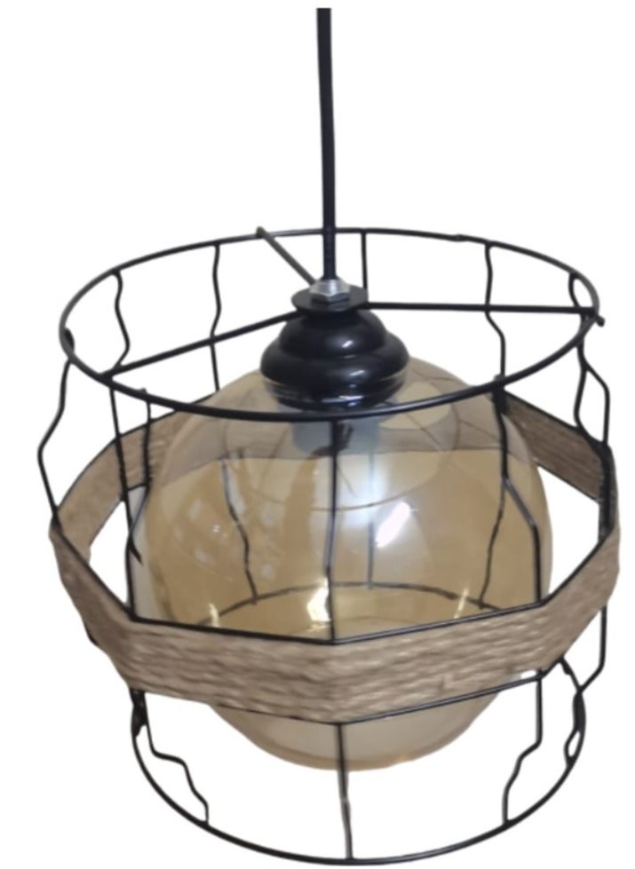 Generic Modern black aluminum and linen chandelier - wave shape - code R1004 - without bulb  - Image 2