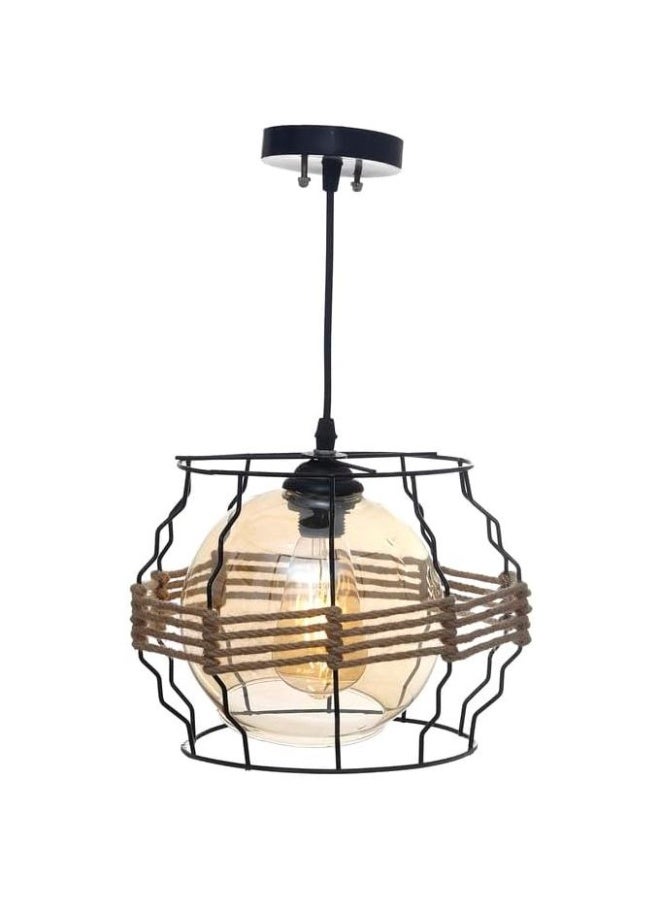 Modern black aluminum and linen chandelier - slatted ball shape - Code R1004 - without bulb - Image 2