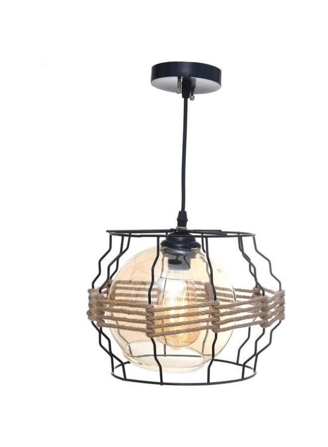 Modern black aluminum and linen chandelier - slatted ball shape - Code R1004 - without bulb - Image 3