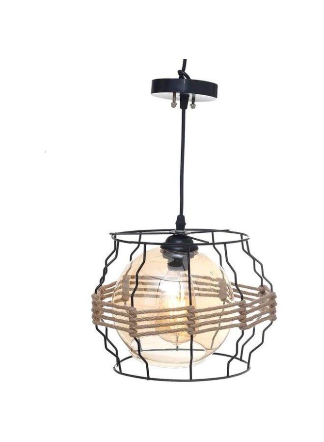 Modern black aluminum and linen chandelier - slatted ball shape - Code R1004 - without bulb - Image 4