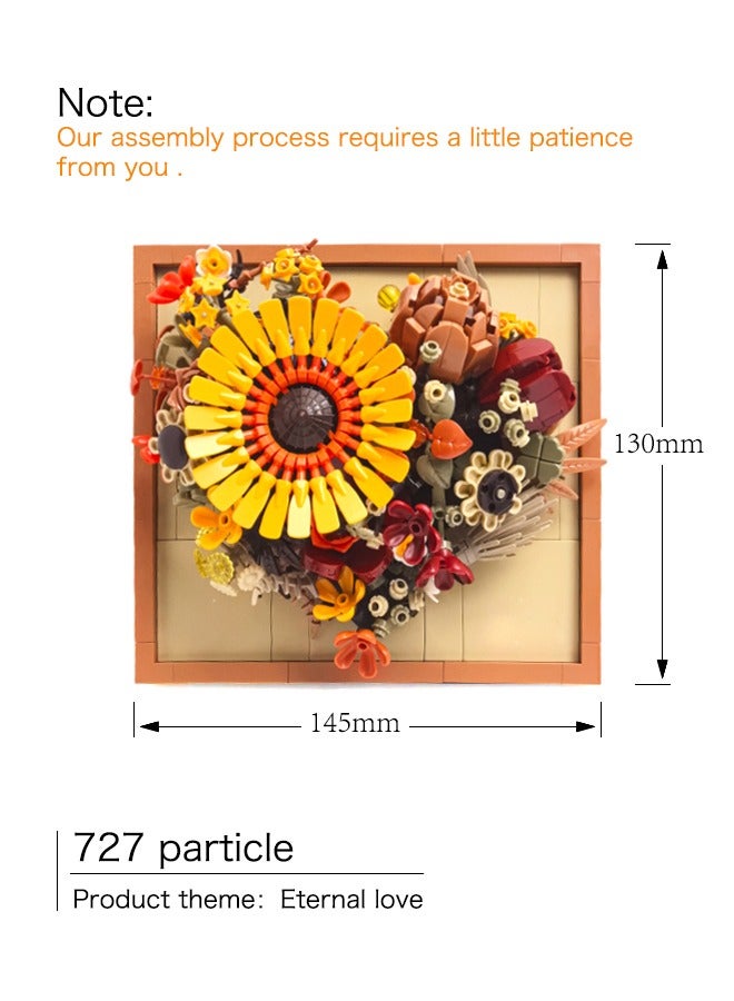 Fashion toy, couple gift, building block toy, suitable for consumers of all ages, children's jigsaw puzzle toy sunflower three-dimensional decoration, suitable as a birthday gift for children and couple gift, can be used as home decoration. - Image 3
