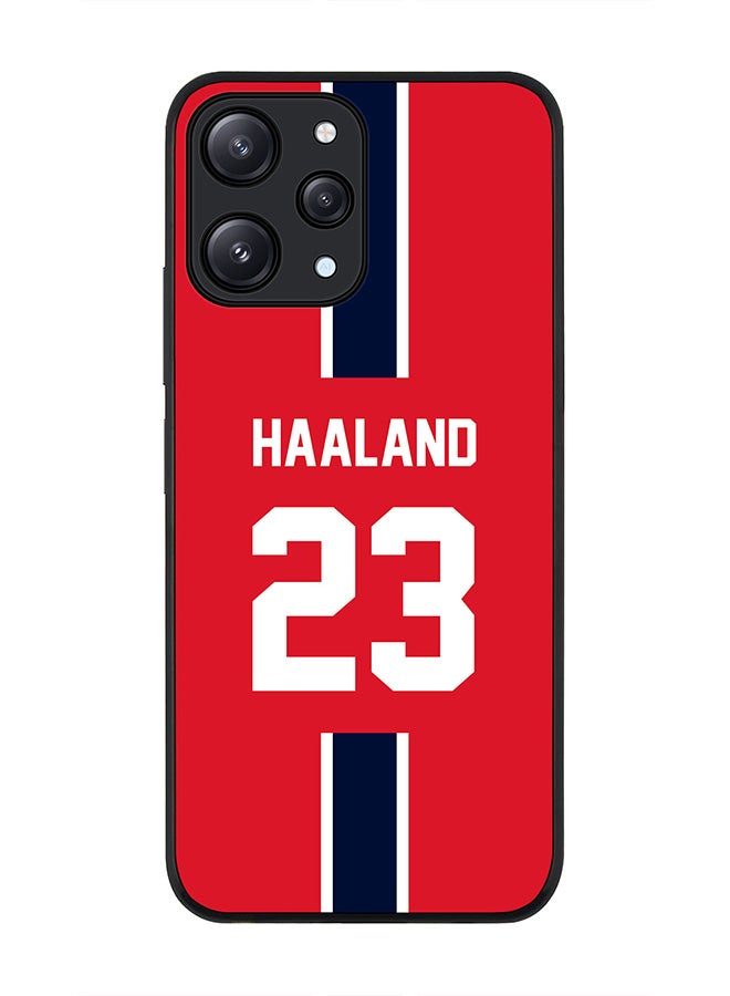 Stylizedd Rugged Black edge case for Xiaomi Redmi 12 4G, Slim fit Soft Case Flexible Rubber Edges Anti Drop TPU Gel Thin Cover -  Football Team - Norway, Player Name - Haaland - Image 1