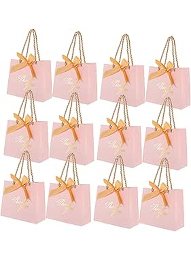 Pink Wedding Favor Bags with Foil Embossing and Butterfly Ribbon 12 Pack for Bridesmaids - Image 1
