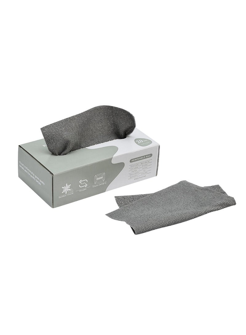 20 Piece Removable Microfiber Rags - 20x20cm - Ultra Absorbent Lint-Free Cleaning Cloths in Extractable Dispenser Box for Kitchen or Household, Car, Window, Glass, and Multi-Surface Use - Grey - Image 1