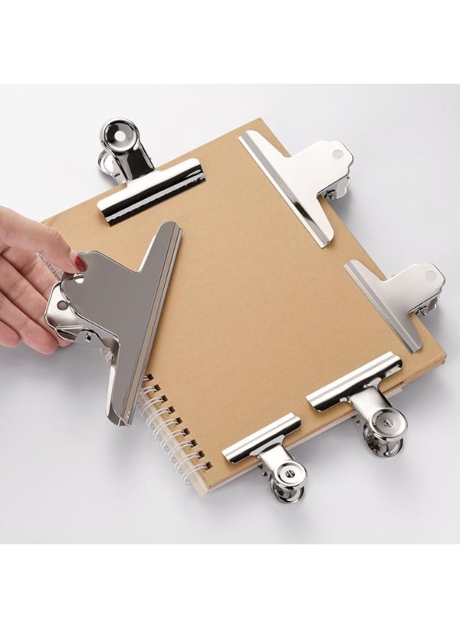 160 mm Large Stainless Steel Binder Clips, Metal File Money Clips Clamps for Paper Food Bags Home Office School Supplies (Silver) - Image 2