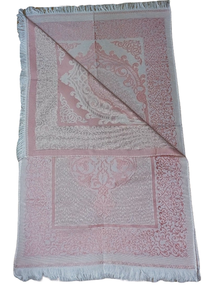 UNT Luxurious Velvet Islamic Prayer Mat Turkish Praying Rug (Pink) - Image 2