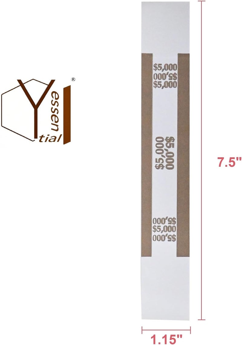 Y essential Store Currency Straps â€“ Bill Wrappers, Money Bands to Organize Bills, ABA Standard Colors, Self-Adhesive, 7.5 x 1.15 Inches (Brown-$5000-100pcs) - Image 3