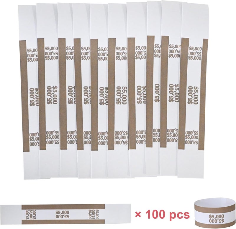 Y essential Store Currency Straps â€“ Bill Wrappers, Money Bands to Organize Bills, ABA Standard Colors, Self-Adhesive, 7.5 x 1.15 Inches (Brown-$5000-100pcs) - Image 2