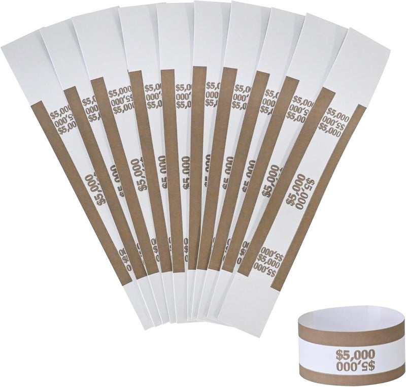 Y essential Store Currency Straps â€“ Bill Wrappers, Money Bands to Organize Bills, ABA Standard Colors, Self-Adhesive, 7.5 x 1.15 Inches (Brown-$5000-100pcs) - Image 1