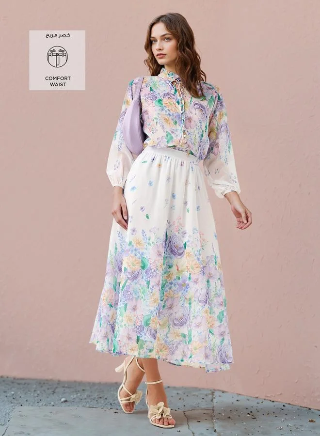 2Xtremz 2Xtremz Floral Print Midi Skirt