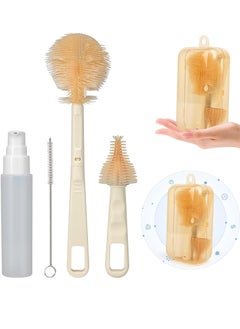 BIGTHREE Baby Bottle Brush, Portable Travel Bottle Cleaner Kit, Silicone Baby Bottle Cleaner Brush Set with Baby Bottle Brush for Cleaning, Soap Dispenser and Storage Box  - Image 1
