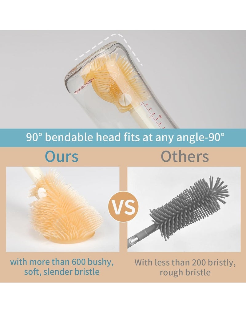 BIGTHREE Baby Bottle Brush, Portable Travel Bottle Cleaner Kit, Silicone Baby Bottle Cleaner Brush Set with Baby Bottle Brush for Cleaning, Soap Dispenser and Storage Box - Image 3