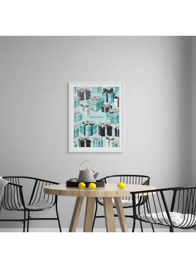 Art Decor Framed Fine Art Portrait Print of Tiffany Blue and Black Fashion Wall Art Luxury Gift Box Modern Glam Décor for Women’s Bedroom Vanity Boutique Office Home Living Room Studio - Image 2