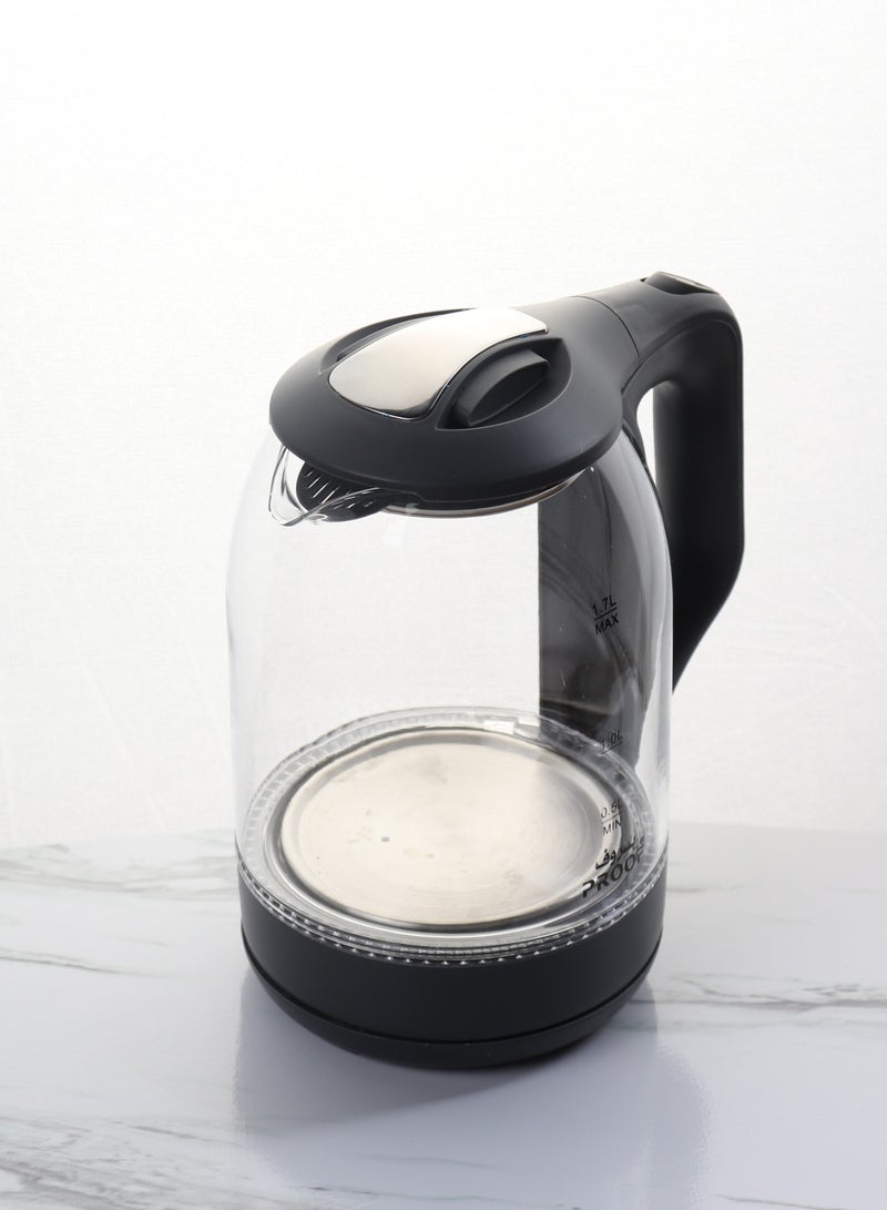 برووف غلاية ماء كهربائية زجاجية  بسعة 1.7 لتر - أمان عالي، غليان سريع، إيقاف تلقائي، تصميم شفاف أنيق وجودة عالية. - Image 2