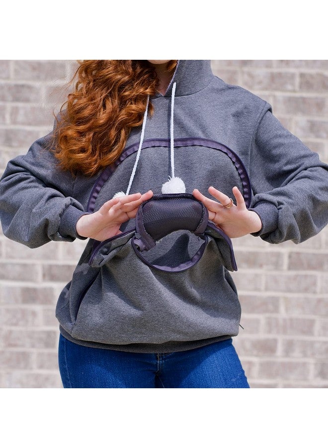 ALYC Pet Carrier Hoodie Cat Dog Pouch Holder Sweatshirt Large Pocket Pullover Shirt with Cat Ear for Women (Dark Grey, Small) - Image 3