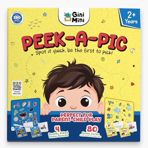 GiniMini Peek-A-Pic 80 Cards Matching Game for Kids 2+ | Educational Toy for Memory, Focus & Vocabulary Building | Preschool Learning Gift - Image 1