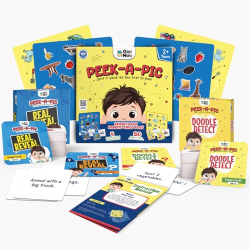 GiniMini Peek-A-Pic 80 Cards Matching Game for Kids 2+ | Educational Toy for Memory, Focus & Vocabulary Building | Preschool Learning Gift - Image 2