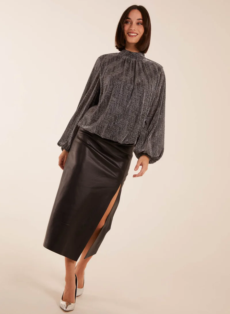 بلو فانيلا Puffball High Neck Top