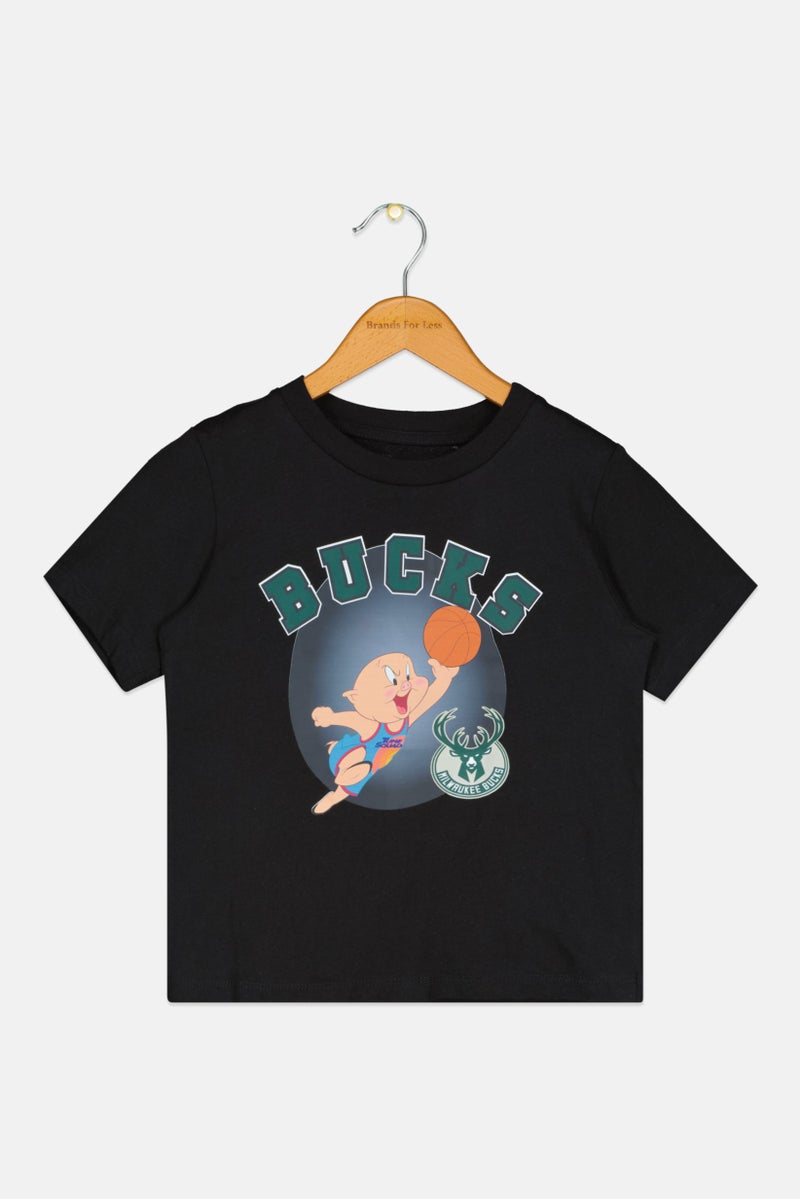 NBA NBA x Space Jam Kids Boy Short Sleeve Milwaukee Bucks T-Shirt, Black  - Image 1