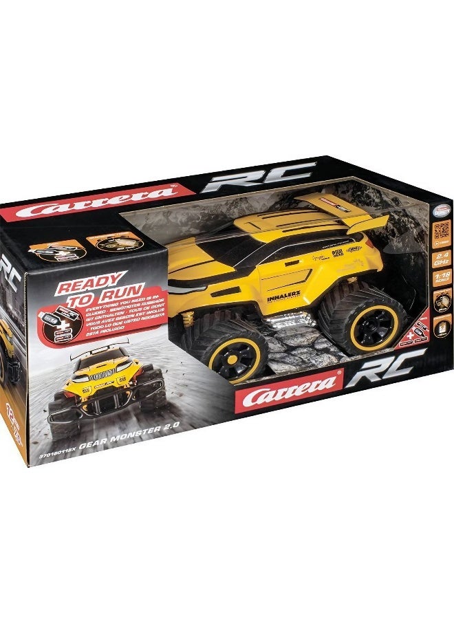 Carrera Gear Monster 2.0 2.4 GHz RC Car (1:18, Yellow) - Image 1