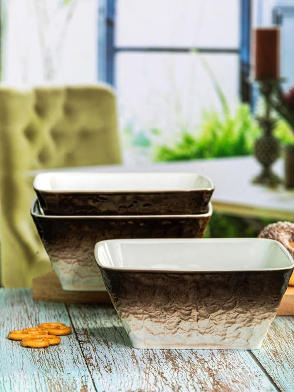 White gold Porcela in Serving Bowl Set of 3pcs WG1707BROWN - Image 1