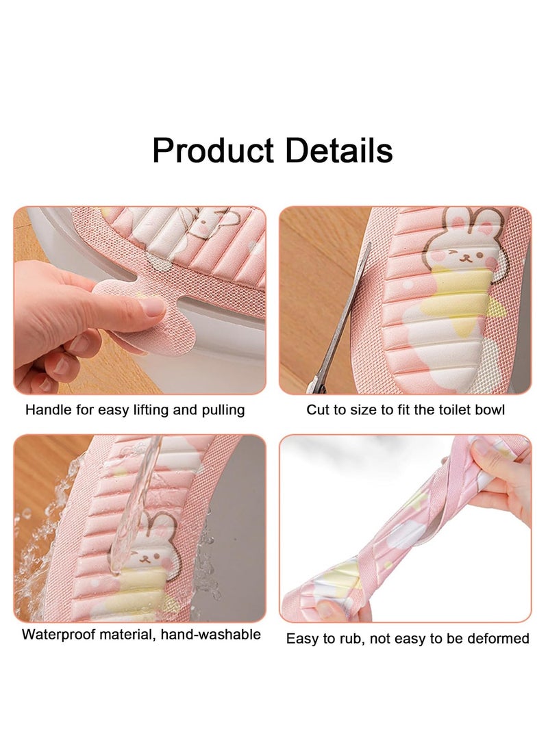 KASTWAVE Toilet Seat Cushion, Cartoon Cute Portable and Washable Reusable and Durable Toilet Seat Cover, Four Seasons Universal Toilet Seat Toilet Sticker with Self Adhesive Tape for Bathroom, 4 Pairs - Image 4