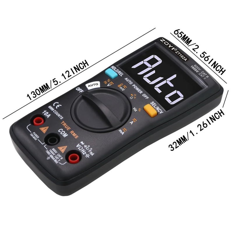 Digital Multimeter True RMS Auto Ranging 6000 Count AC DC Voltage Current Temperature Measurement Electronic Tester - Image 3