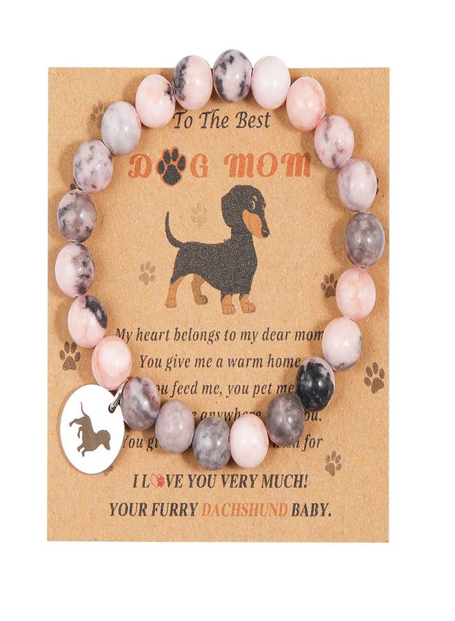 Pingyongchang Dog Charm Bracelets for Mom, Best Gifts for Women, Natural Stone Charm Bracelets To Mom From Daugther and Son, Dog Lover Gift Idea for Mothers Day, Christmas, Birthday-M E
