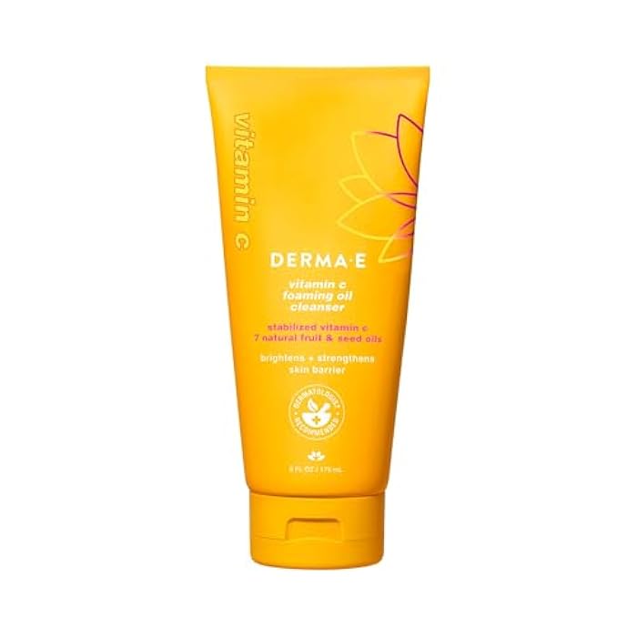 derma-e Derma E Vitamin C Foaming Oil Cleanser, 6 Fl Oz, 2-in-1 Oil-to-Foam Face Wash, Makeup Remover, Stabilized Vitamin C & Niacinamide to Help Brighten, Nourish & Strengthen Skin Barrier, Gentle Skin Care - Image 1