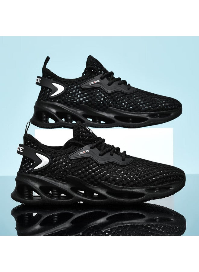Double Star Eight Special Men's Lightweight Breathable Summer Mesh Casual Shoes Hollow Travel Running Shoes Black Size 39 - Image 1