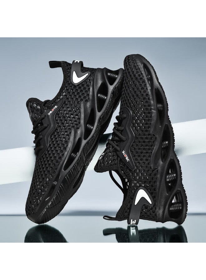 Double Star Eight Special Men's Lightweight Breathable Summer Mesh Casual Shoes Hollow Travel Running Shoes Black Size 39 - Image 4