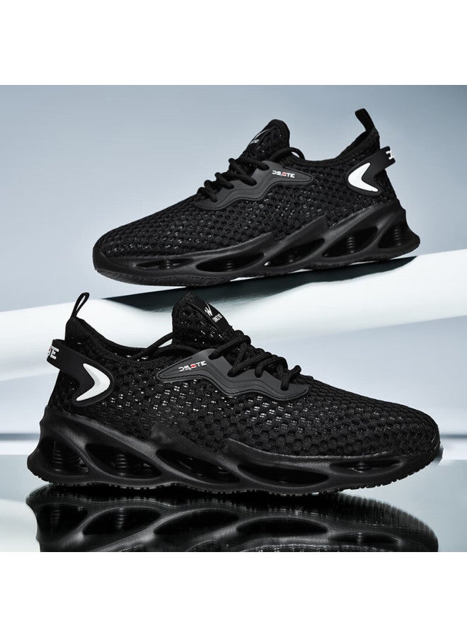 Double Star Eight Special Men's Lightweight Breathable Summer Mesh Casual Shoes Hollow Travel Running Shoes Black Size 39 - Image 5