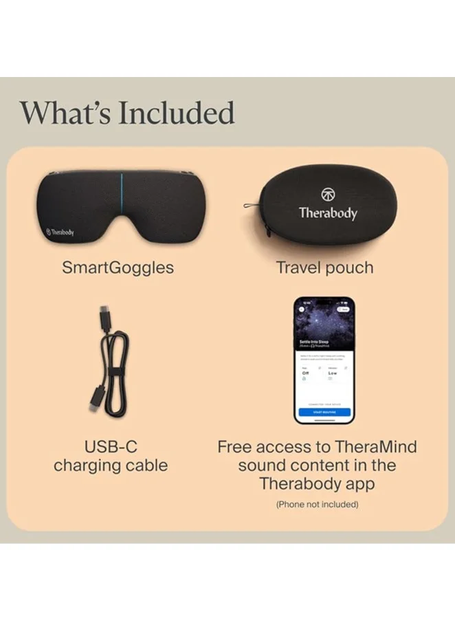 Therabody  Therabody SmartGoggles 2.0 Heated Eye Mask, Sleep Mask with Blackout & Temple Massage for Personalised Relaxation and Headache Relief  | Best Price UAE