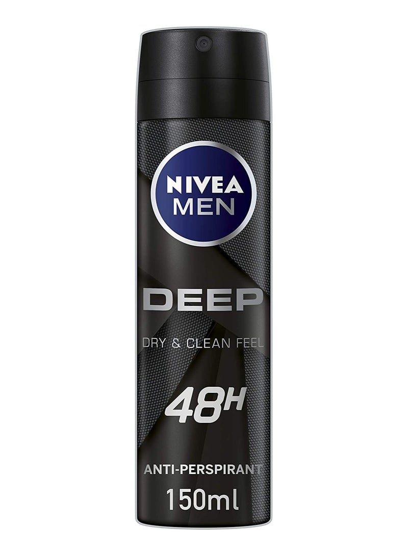 نيفيا ديب بلاك كربون دارك وود اسبراى للرجال 150مل، عديم الرائحة 150 مل - Image 3