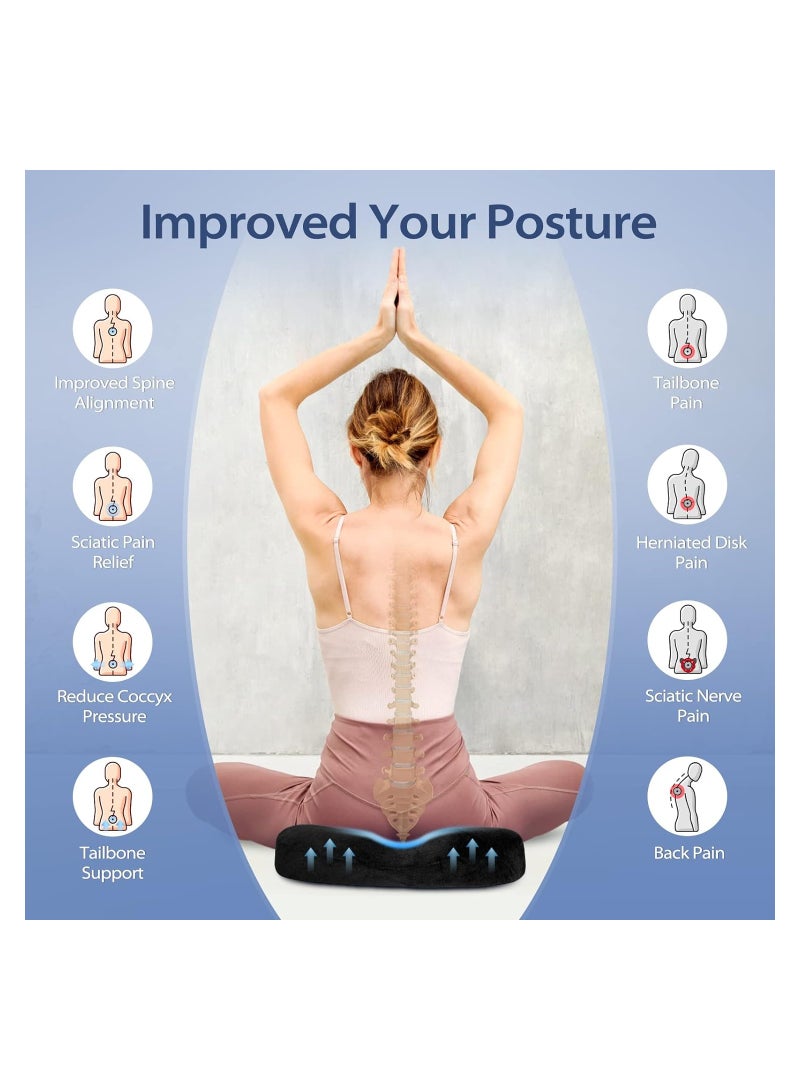 Zikra Memory Foam Seat Cushion, Massage Seat Cushion, Anti Hemorrhoids Cushion, Hip Push Up, Yoga Orthopedic, Comfort Foam Tailbone Pillow, Car Office Chair Seat Cushion Pad (BLACK) - Image 3